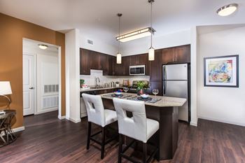 Furnished kitchen with island countertop